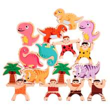 1 Set Wooden Dinosaur Balance Boat Stacking Blocks Jurassic Dinosaur Figurines Children's Early Education Educational Toy Focus Training Desktop Board Game - Multicolor - View 11
