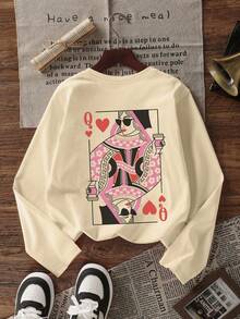 Tween Girl 1pc Printed Long Sleeve T-Shirt, Suitable For Girls' Autumn/Winter Top, Young Student Children's Clothing, Suitable For Outerwear And Layering - Apricot - View 4