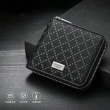 MANDU Men's Plaid Wallet RFID Men's Wallet Casual Purse Personalized Card Holder Card Clip - Black - View 2