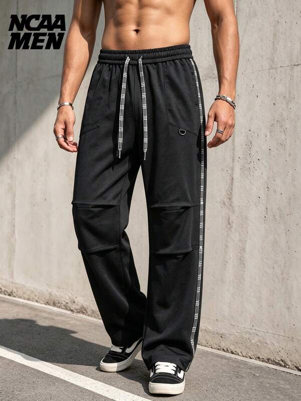 Men's Solid Color Minimalist Casual Loose Straight Leg Pants Versatile Commuter Long Trousers