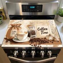 1pc 2D Coffee Theme Kitchen Countertop Mat, Diatomaceous Earth Material, Highly Absorbent, Suitable For Tableware, Coffee Machine, Microwave, Etc. Fashionable Watercolor Design, Ideal Choice For Modern Kitchen. - Multicolor - View 5