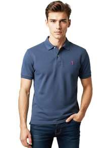 POLO MODE & GENS Playera Polo Hombre Lisa de Algodón Peinado |   Custom Fit con Logo Bordado |   Casual, Atemporal y Versátil |   Variedad de Colores - Negro - Ver 13