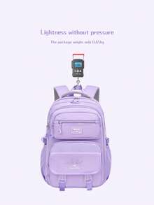 1pc Large Capacity Girls Backpack, Casual Fashion Backpack, 15.6 Inch Laptop Backpack, Girl's Shoulder Bag, School Backpack, With Luggage Strap, Outdoor Travel Bag, Suitable For Teenage Girls, School And Travel - Purple - View 8