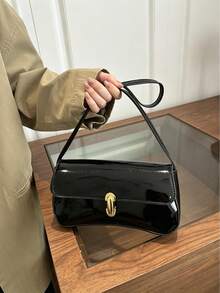 Women's Handbag Shoulder Bag Solid Color With Gold Buckle Vintage Classic Style Suitable For Daily, Party, Commute (Gift Bag Not Included) - Black - View 5
