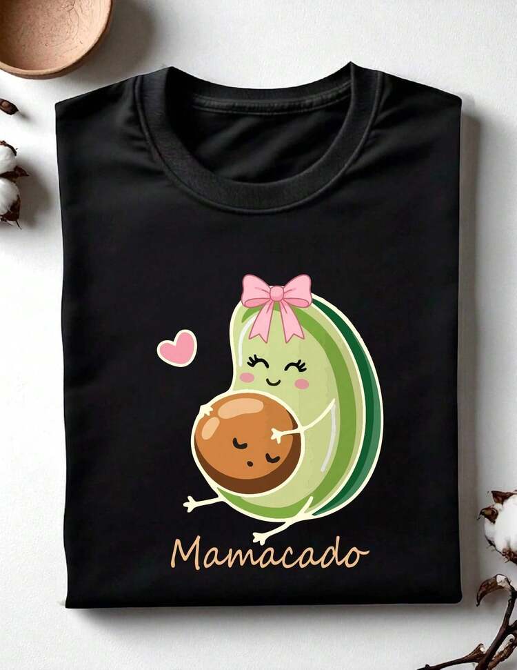Unisex Size. Mamacado Avocado T-Shirt, Funny Gift For Mom, Cute New Mom T-Shirt, Baby Shower Outfit, Mother's Day T-Shirt, Baby Announcement T-Shirt - 黑色 - 查看 1