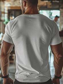 Men's Short-Sleeved T-Shirt With Round Neck And Letter Print Design, Summer Fashion. - 淺灰色 - 查看 2