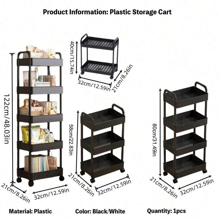 Estantería de almacenamiento con ruedas multifuncional - Adecuada para oficina, cocina, baño, dormitorio, con estantería de almacenamiento con ruedas y estantería vertical, estantería vertical, carrito de almacenamiento con ruedas, estantería de almacenamiento para baño, estantería de almacenamiento para cocina, estantería de soporte, estantería móvil, escritorio para el hogar y la oficina, estantería - Estante de almacenamiento para automóvil/negro - Añade 2