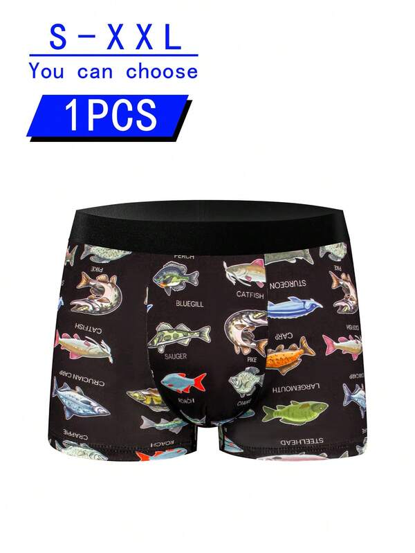 Men's Avant-Garde Street Style Printed Boxer Briefs, Random Assorted Casual Underwear