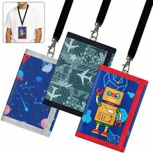 Funny Pattern Tri-Fold Wallet, Halter Wallet. Detachable Strap, Zipper Closure, Hook And Loop Design, Multiple Card Slots - Multicolor - View 1