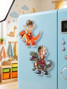 1 buah Magnet Kulkas Akrilik Foto Anak-Anak Kustom Bergambar Penunggang Dinosaurus, Hadiah Magnet Foto Lucu Kustom untuk Dekorasi Rumah Dapur, Kenang-kenangan Ulang Tahun - MultiWarna - View 3