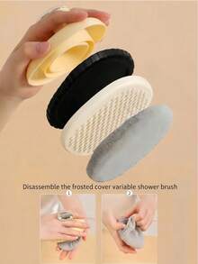 1pc ABS Dry Body Brush, Non-Slip Soft Bristle Exfoliating Bath Brush, Wet/Dry Use Exfoliator, Cleaning Brush, Replaceable Sandcloth, Dual Coarse/Fine Brushes, Deep Exfoliation, Body Cleansing, Ergonomic Design, Comfortable Grip, Bumpy Massage Design, Skin Massage, Deep Body Cleansing Lotion - Multicolor - View 4