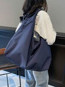 Fashionable Solid-Color Shoulder And Underarm Bag With Large Capacity, Multiple Pockets And Multiple Compartments - Khaki - View 11