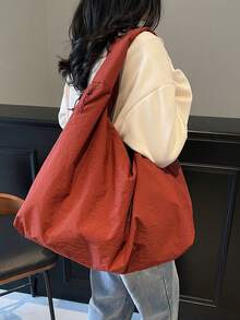Fashionable Solid-Color Shoulder And Underarm Bag With Large Capacity, Multiple Pockets And Multiple Compartments - Camel - View 11