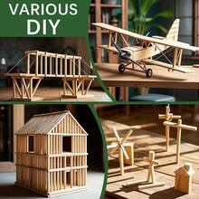 40pcs/30cm Square Bamboo Strips, Natural And Carbonized Wood Color, 30cm Long 5mm Thick Unprocessed Bamboo Wood Handmade Strips, Smooth DIY Model Making Material, Miniature Dollhouse Scene Construction, Architectural Model Building - 30cm Long - View 4