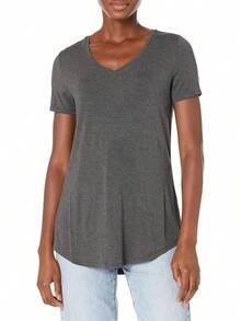 Essentials Túnica de Manga Corta con Cuello en V, Disponible en Paquetes de 2 Camisa Tipo túnica para Mujer - Rojo - Ver 1