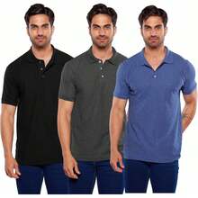 Alfani Paq 3 Playeras Polo para Hombre Manga Corta 100% Algodón - Vino/Marino Jaspe/Negro Jaspe - Ver 9