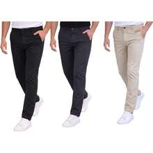 Holstone Pack 3 Pantalones Estilo Chino de Gabardina Premium Hombre - Uso Casual y Oficina Moda Caballero - Pantalón de Algodón. - Negro - Caqui - Arena - Ver 20