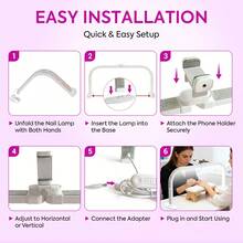 DianaBeauty Foldable Crescent-Shaped LED Nail Lamp With Phone Holder And Button Switch, 25-Inch U-Shaped Dimmable Nail Lamp - Multicolor - View 8