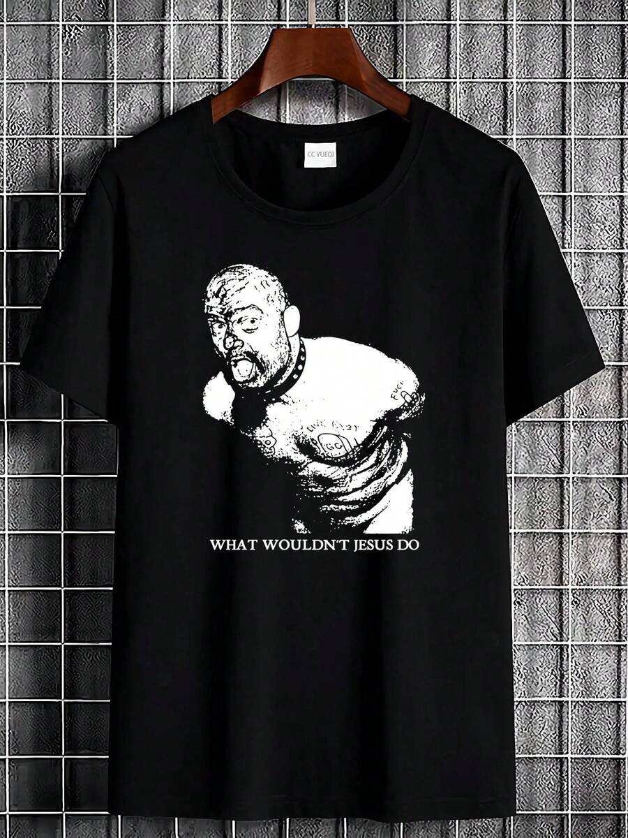 La rara canción de GG Allin "What Wouldn't Do?" Camiseta Gráfica Punk Rock Unisex Tallas S-2XL, Diseño de Cristo, Ropa Urbana de Estilo Marcante, Ajuste Transpirable, Atuendo Casual, Ropa de - Negro - Ver 1
