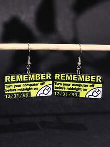 1對獨特趣味古怪精緻勵志優雅 REMEMBER 口號雛菊壓克力垂墜耳環 女款日常配戴飾品 - 彩色 - 查看 3