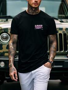 LOVER BOY, camiseta de hombre con estampado de doble cara, moderna, casual, cómoda, de cuello redondo y manga corta. - Blanco - Ver 9