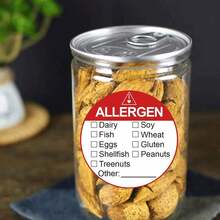 1/2 Volumes [500 Pieces Per Volume] Allergen Warning Labels, Large 3.8cm Round, Food Rotation Stickers, Suitable For Grocery Store Food DIY Packaging, PVC Sticker Seals Scrapbook Supplies Scrapbooking - Multicolor - View 5