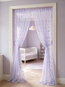 1pc Purple Butterfly Door Curtain, Nursery Door Curtain, Bedroom Door Curtain, Wall Decor Backdrop, Daycare Decor, Baby Shower Supplies, Bridal Shower, Girls Birthday Gift, Party Favor, 1st Birthday, Home Decor, Living Room Decor - Purple Butterfly - View 1