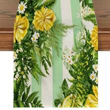 1pc,Summer Style,Pastoral Refreshing Summer Table Runner,Lemon Line Print,Multiple Sizes Available,Entrance Decor,Microwave Dust Cover,Suitable For Kitchen Dining Table Decoration,Party Decor,Dining Table Decor,Dining Table Arrangement,Home Decor - Green - View 2