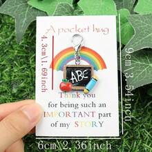 6pcs Fun Back To School Keychain Gift Set, Includes Thank You Card, Resin Blackboard Pen Holder And Inspirational Decor, Perfect For Teacher's Day/Graduation/Halloween/Christmas And Other Occasions, Decorated With Synthetic Gemstones And Inspirational Accessories, Thanksgiving Special Offer - Great Value Gift - Multiple Styles - View 5