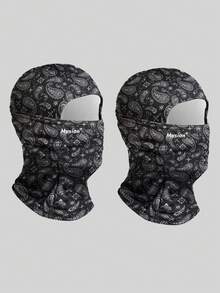 1/2/3/5pcs Classic Paisley All-Over Print Musion Logo Balaclava, Breathable Mesh Full Face Motorcycle Mask, Windproof Dustproof Helmet Liner Headwear, Suitable For Motorcycle Riding, Hip-Hop Street Style - Multicolor - View 8