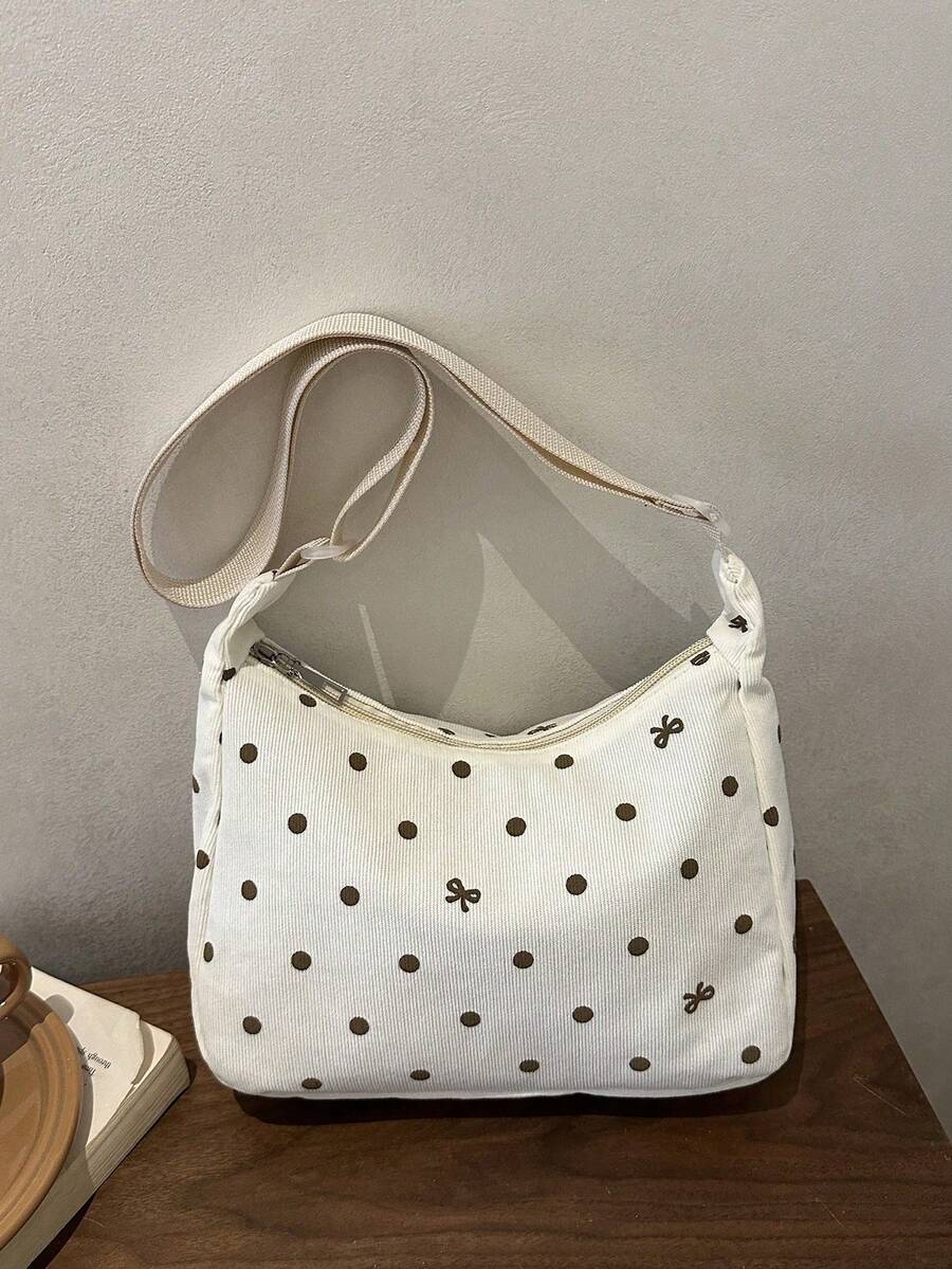 Bolso de hombro bohemio vintage con patrón floral, bolso de hombro retro tipo hobo, bolso y cartera de mujer con flores - Blanco - Ver 1