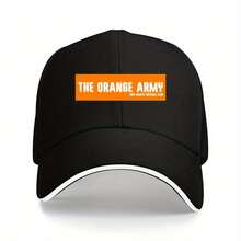1pc Unisex Fishing Sandwich Baseball Cap - Orange Bumper, Adjustable Trucker Hat With Bold Orange & White Print, Lightweight Polyester Outdoor Sports, Hiking, Beach Parties &, Casual Headwear, Sporty Design, Durable Headge - Black - View 1