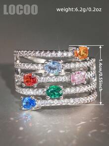 1 pièce Bague charmante en zircone cubique, convient aux femmes, convient pour le mariage, les fiançailles, l'anniversaire, le cadeau de la Saint-Valentin - 1# - Voir 6