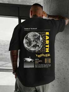 Camiseta Estampada de Manga Corta para Hombre y Mujer, Ropa Ligera de Verano, Cómoda para Hogar, Ejercicio y Salidas al Aire Libre - Negro - Ver 1