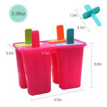 Juego minimalista de moldes de silicona para hielo: moldes de silicona con asas, ideales para baños y cocinas modernas, fáciles de desmoldar y perfectos para hacer helado casero. - Rosa + Verde - Ver 3