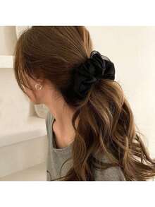 3pcs Solid Color Double Layer Organza Hair Scrunchies, Elastic Ponytail Hair Bands, Suitable For Face Washing And Hairstyling - Multicolor - View 4