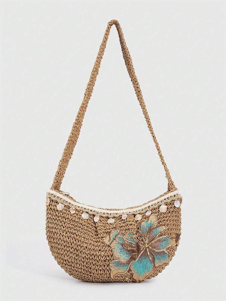 Bolso de hombro con lentejuelas, bolso brillante para de graduación, accesorios para nupcial, bolso elegante para mujer para boda, patrón de lentejuelas aleatorio, bolso rosa. - Marrón A - Añade 2