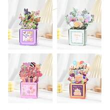 1pc Premium 3D Pop-Up Birthday Card With Envelope, Vibrant Floral And Laser-Cut Details, Warm Wishes Birthday Gift For Her - 3D Pop-up Greeting Cards - View 5