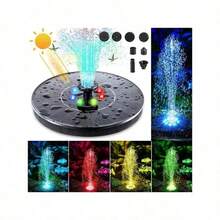 Solar Fountain Pump,8 LED Light Solar Fountain Light 3W 8 Nozzle Water Pump Outdoor Bird Bath Garden - Colorful - View 1