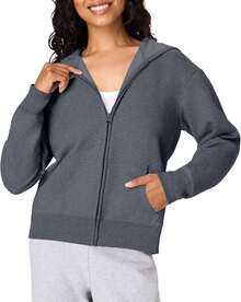 Hanes Sudadera con Capucha y Cierre Completa Ecosmart Chamarra de Calentamiento o Pista para Mujer - Ébano - Ver 11