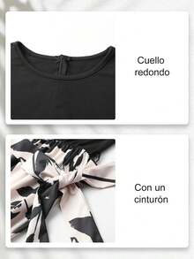 Vestidos Casuales para Mujer Verano Largo Mangas Abullonadas con Cordón Estampados Únicos para Cita Vacaciones - Caqui - Ver 5