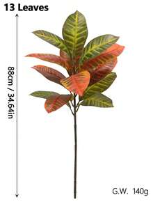 Kmitang 88-130cm Artificial Banyan Tree Branch, Plastic Large Palm Leaf, Outdoor Banyan Leaf, Realistic Large Tree Leaf, Suitable For Home Garden Office Living Room Wedding Party Decoration, 1pc (Without Pot) - Multicolor - View 15