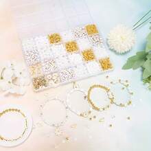 1000pcs DIY Faux Pearl Bracelet Making Kit, Including Daisy Charms, Acrylic Gold Letters And Alloy Charms, Heart Gold Beads, Pastoral Style Women's Jewelry Making Material Pack - A - View 3