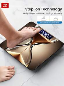 Báscula electrónica pequeña y duradera de precisión para el hogar 2D, báscula corporal para pérdida de peso, pantalla LED de alta definición, capacidad máxima hasta 396.83 lbs - A - Ver 3