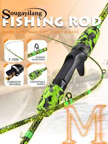 SOUGAYILANG Carbon Fiber Casting Fishing Rod, 1.68M/1.8M Baitcasting Rod With EVA Camo Grip, Perfect Green Honeycomb Camo Spinning Rod, Portable Freshwater Saltwater Fishing Rod - Green - View 2