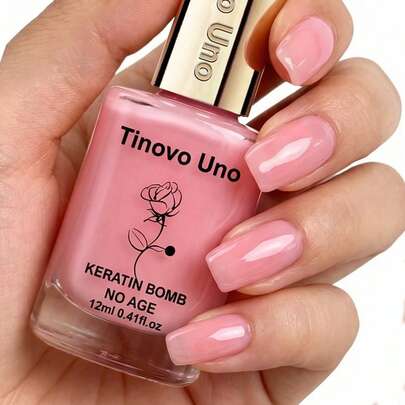 Tinovo Uno 2ML Sheer Pink Shade Glossy Finish Long Lasting Smooth Texture Easy Application Natural Nude Minimalist Style Nail Hardener For Daily Nail Care Home Manicure Salon Nail Art Use