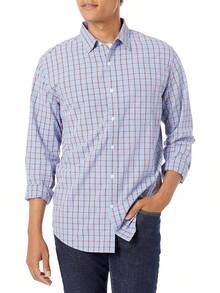 Essentials para hombre ajuste Regular manga larga camisa de cuadros - Blanco - Ver 9