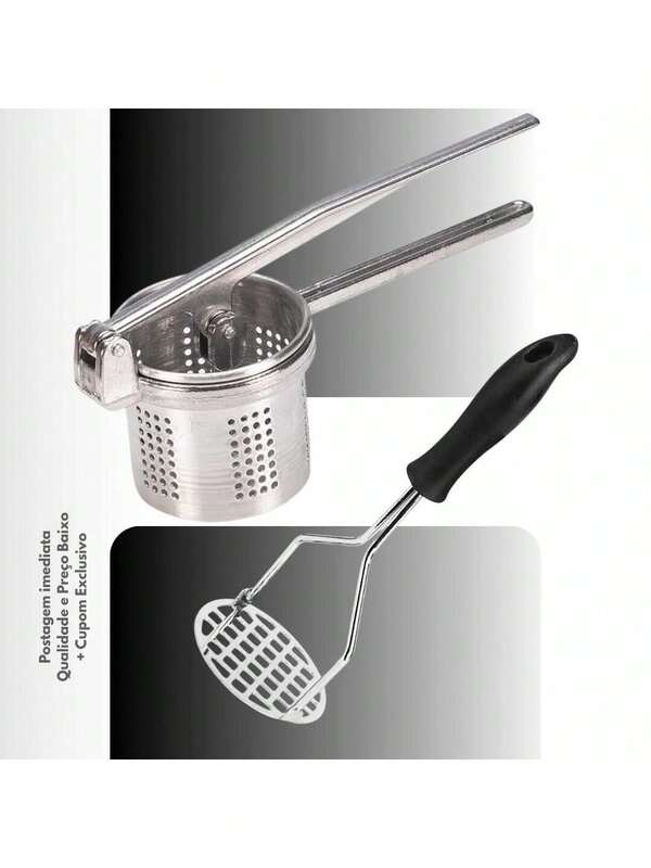 Amassador de Batata Manual + Espremedor de Batata com Cabo Inox