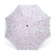 1pc Double Layer Floral Lace Pocket Sun Umbrella, UV Protection, Sun And Rain Dual Use, Compact And Portable, Suitable For Outdoor, Beach, Rainy Day Use. - Lace Double-layer Umbrella - View 8