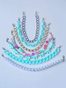7pcs Fashionable Acrylic Bow Pearl Aluminum Chain Soft Clay Fruit Beaded Bag Charm, Hat Chain (Hat Not Included, Random Soft Clay Color & Shape) - Multicolor - View 23